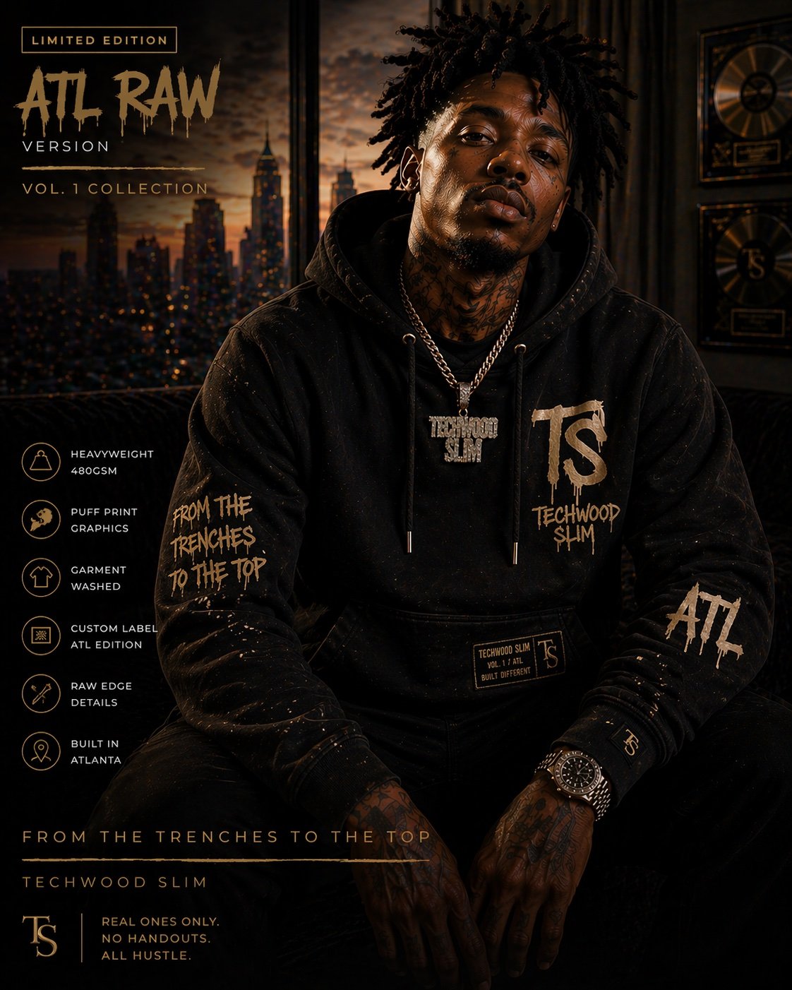 Techwood Slim Limited Edition ATL Raw Hoodie — From the Trenches to the Top